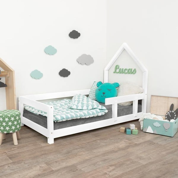 Бяло дървено детско легло Poppi, 90 x 190 cm - Benlemi