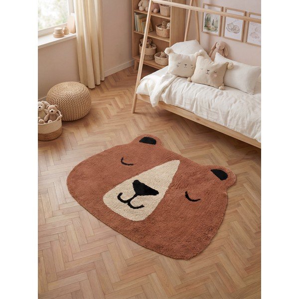 Кафяв памучен детски килим подходящ за пране/ръчно изработен 101x120 cm Snuggle Benni – Hanse Home-image-1