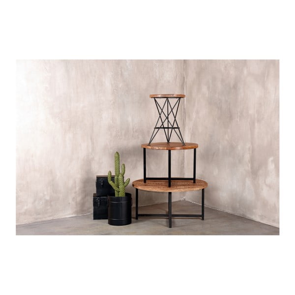 Черна масичка за кафе с плот от мангово дърво , ⌀ 60 cm Dex - LABEL51-image-1