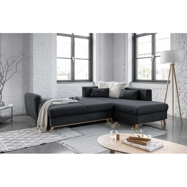 Тъмно сив ъглов разтегателен диван десен ъгъл Scandic Lagom - Miuform-image-4