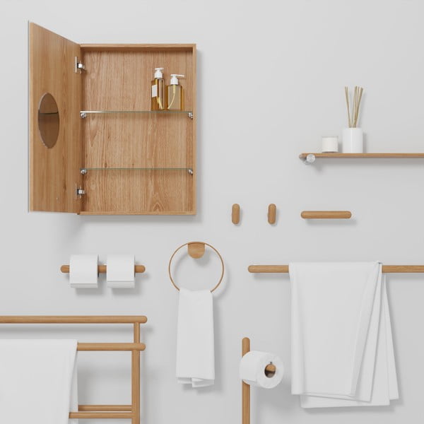 Стенно шкафче за баня от дъбова дървесина Slimfit - Wireworks-image-4