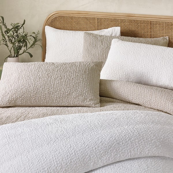 Светлокафяво двойно  крепово спално бельо 200x200 cm Crinkle Seersucker – Catherine Lansfield-image-4