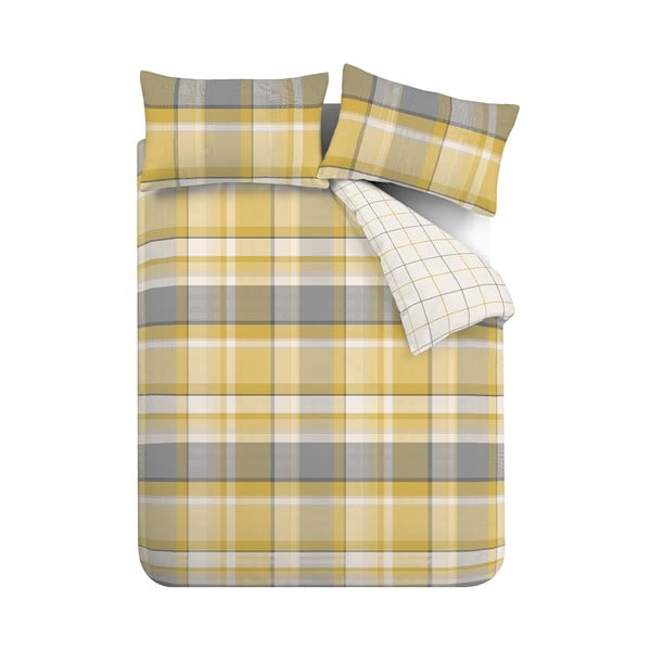 Жълто спално бельо за двойно легло 200x200 cm Check - Catherine Lansfield