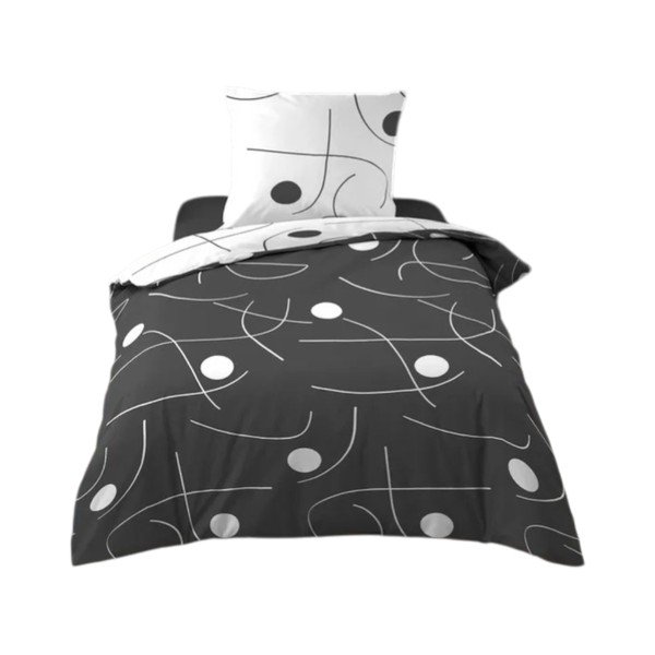 Бяло-тъмносиво единично  спално бельо от микрофибър 140x200 cm Sonate – douceur d'intérieur