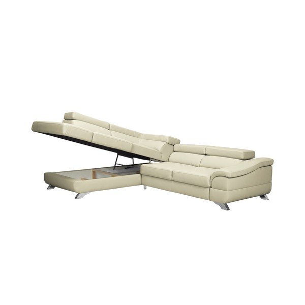 Béžová kožená rozkládací rohová pohovka Windsor & Co Sofas Gamma, levý roh-image-4
