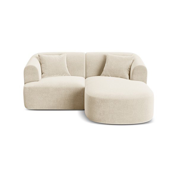 Бежов кадифен ъглов диван (десен ъгъл) Campi – Cosmopolitan Design