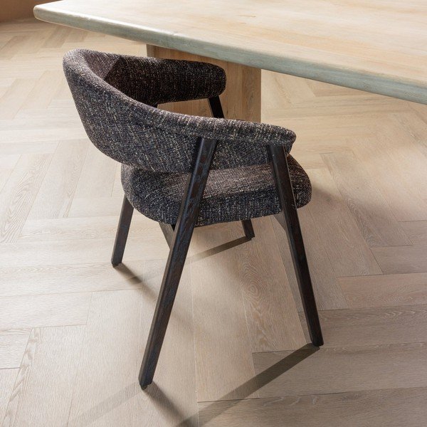 Тъмнокафяв тапициран трапезен стол с подлакътници Tunar – WOOOD-image-1