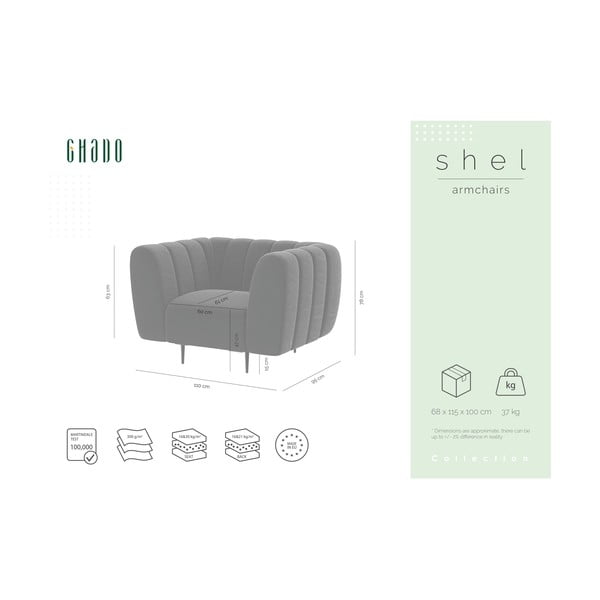 Меденожълто кадифено кресло Shel - Ghado-image-2