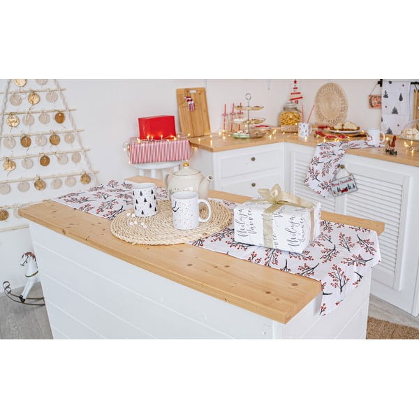 Коледна памучна покривка за маса 140x40 cm Rowan Berries - Butter Kings-image-1