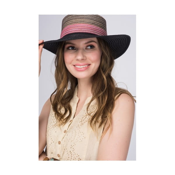 Černo-růžový dámský klobouk z čisté bavlny NW Flora