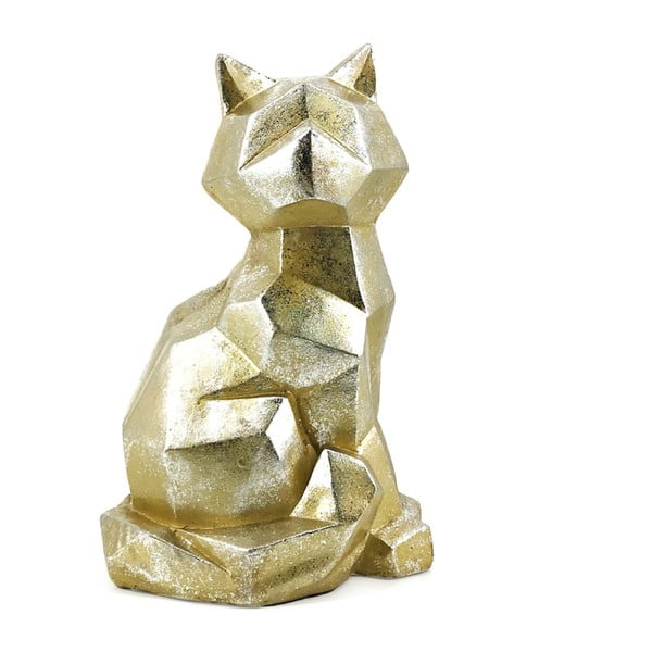 Декоративна статуетка от камък в златно Геометрична котка - Moycor