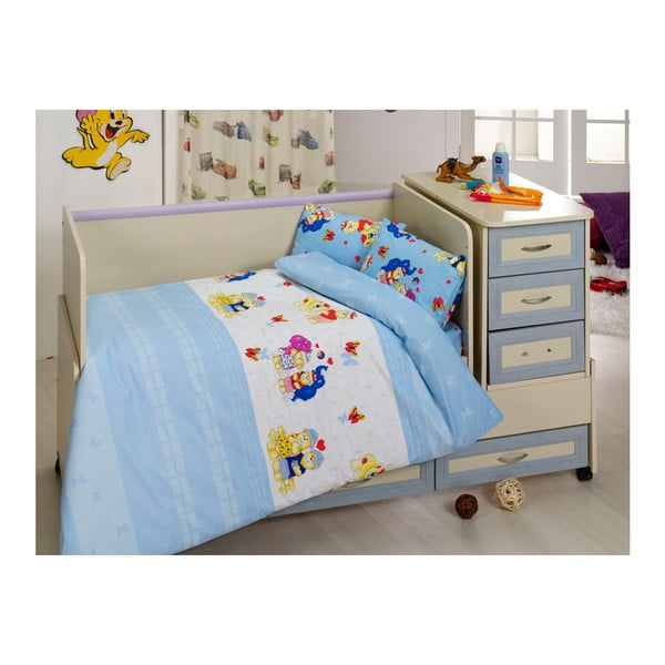 Комплект памучно детско спално бельо с чаршаф Blue Dreams, 100 x 150 cm - Unknown