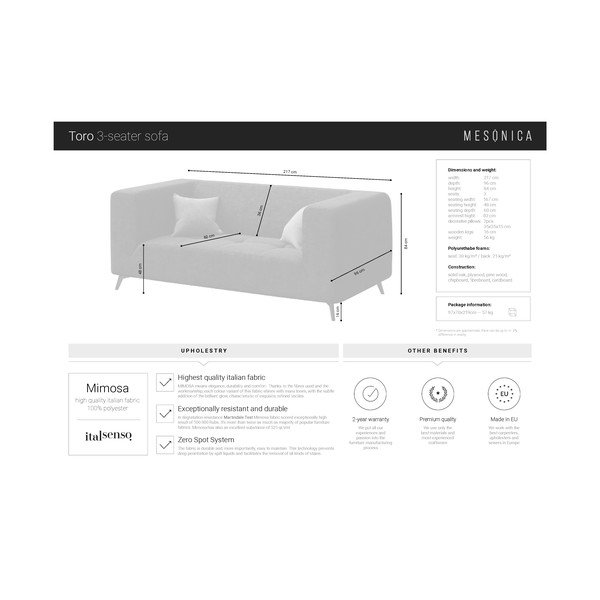 Меденожълт диван , 217 cm Toro - MESONICA-image-3