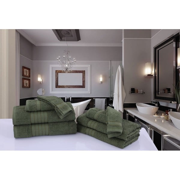 Тъмнозелени памучни хавлиени кърпи в комплект 2 бр. от тери 70x140 cm – Good Morning-image-2