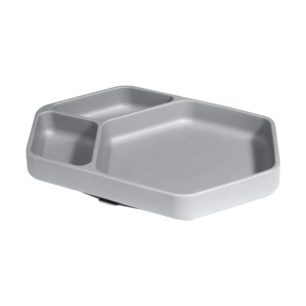 Сива силиконова детска чиния 16x25 cm – Kindsgut-image-2