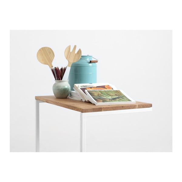 Маса с бяла основа и масивен дъбов плот Lupe - CustomForm-image-1