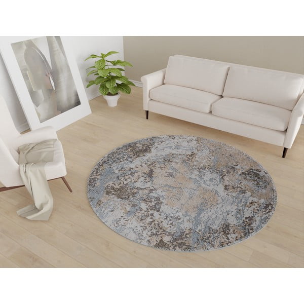 Светлосин/светлокафяв кръгъл килим подходящ за пране ø 80 cm Sandstorm – Vitaus-image-1