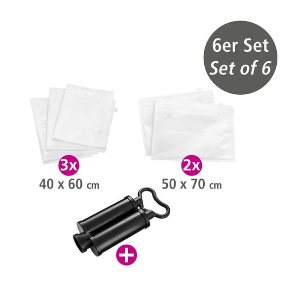 Комплект от 5 пътни вакуумни торбички и помпа за дрехи - Wenko-image-1