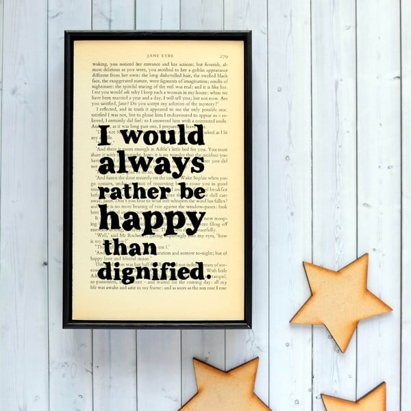 Plakát v dřevěném rámu Jane Eyre Happy and Dignified