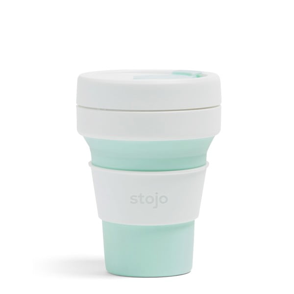 Зелена и бяла сгъваема чаша за пътуване Mint, 355 ml Pocket Cup - Stojo