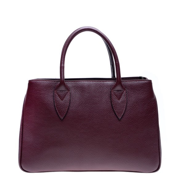 Виненочервена кожена чанта , 23 x 34,5 cm - Anna Luchini