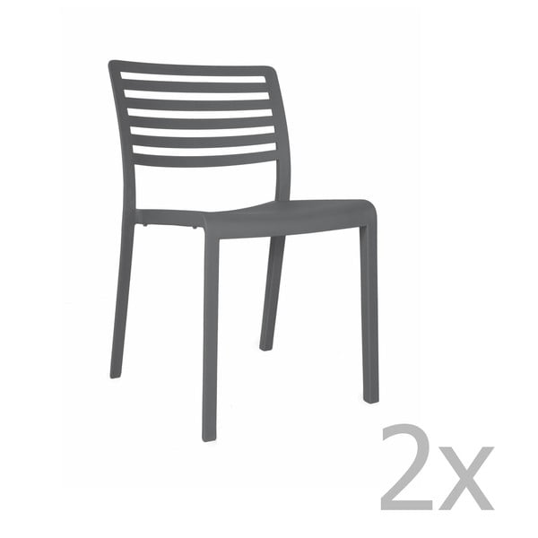 Комплект от 2 тъмно сиви градински стола Lama - Resol