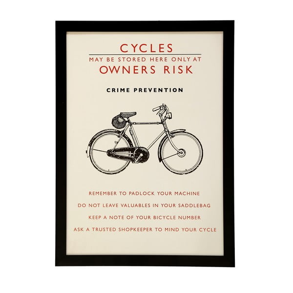 Nástěnný obraz s rámem Rex London Bicycle, 33 x 45 cm