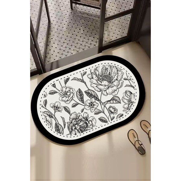 Черно-бял килим за баня 60x100 cm Rasse – Foutastic-image-1