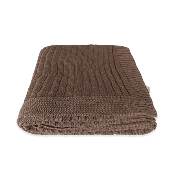 Кафяво памучно одеяло Softy, 130 x 170 cm - Homemania Decor
