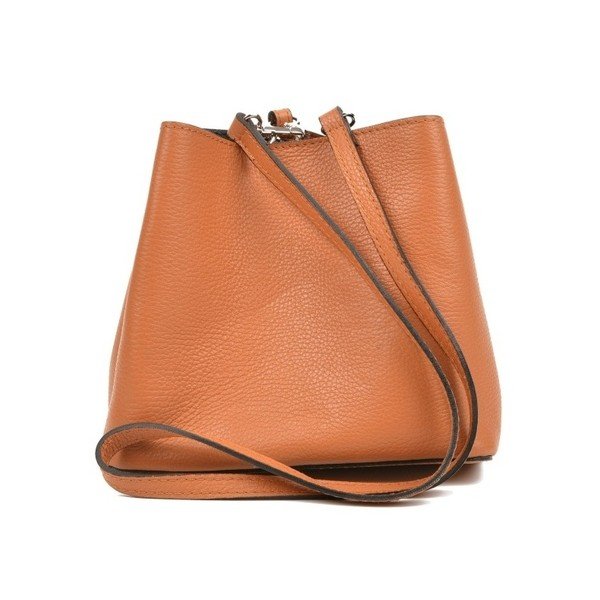 Кафява кожена чанта в цвят коняк Catarina - Mangotti Bags-image-2