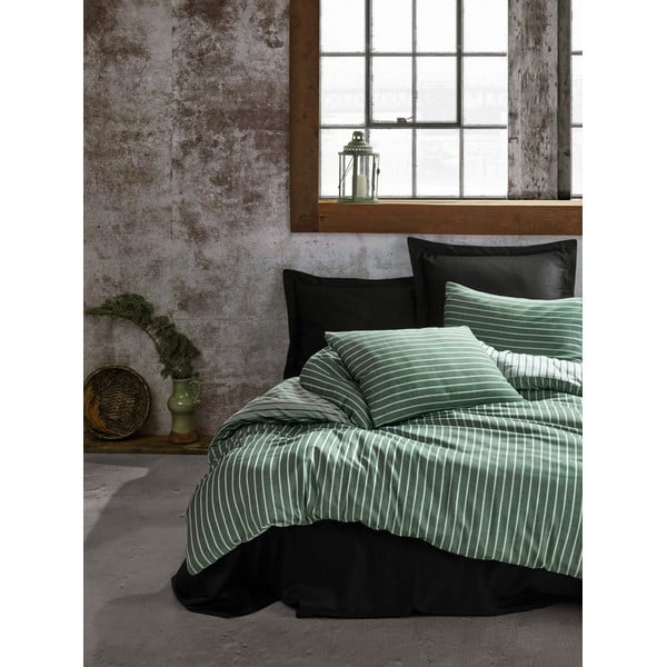 Зелено памучно спално бельо от сатен за двойно легло Cotton Box , 240 x 260 cm Bamboo - Mijolnir
