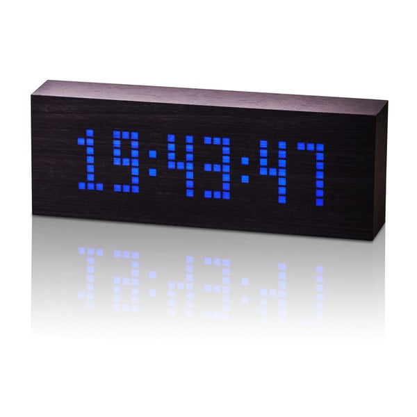 Черен будилник със син LED дисплей Съобщение Click Clock - Gingko