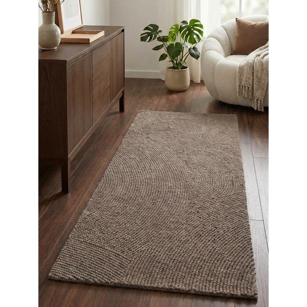 Кафяво-сива ръчно изработена вълнена пътека 80x200 cm Calmio – Hanse Home-image-1