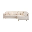 Кремав ъглов диван от велур (десен ъгъл) Ariella - Ropez