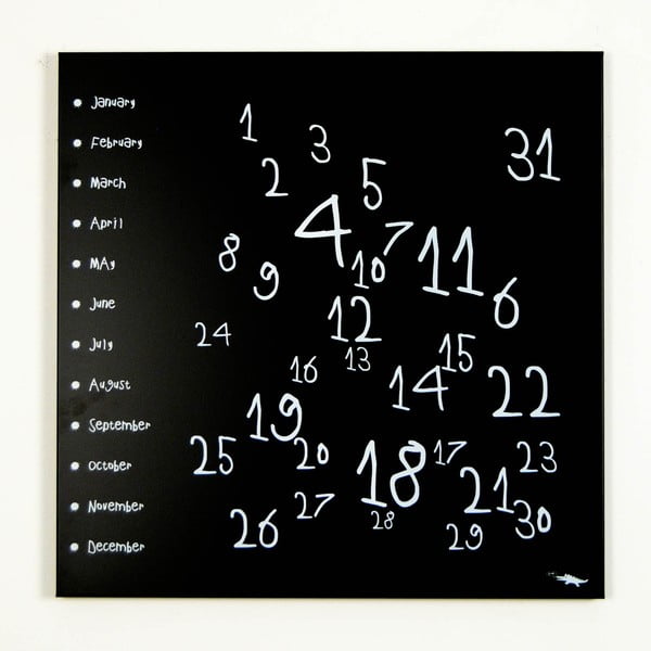 Magnetický kalendář dESIGNoBJECT.it Krok Black, 50 x 50 cm 