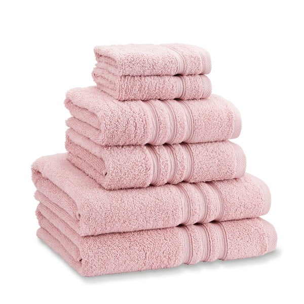 Светлорозови памучни хавлии и кърпи за баня в комплект от 6 бр. от тери Zero Twist – Catherine Lansfield