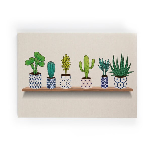 Живопис върху платно Шелф, 60 x 40 cm Lino Cactus - Really Nice Things