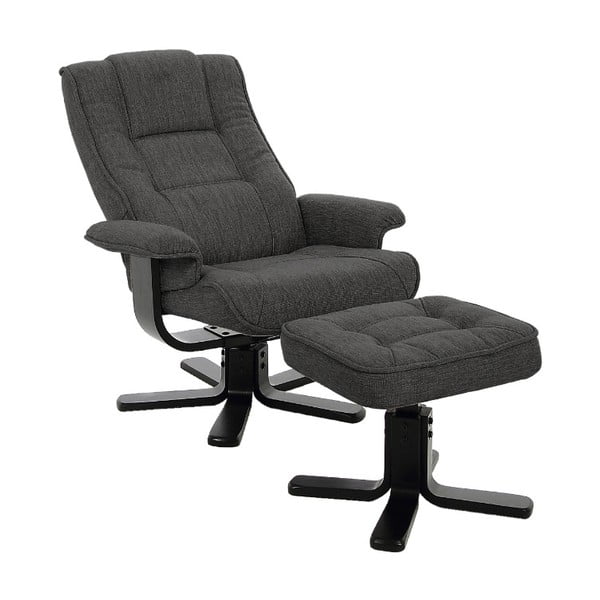 Антрацитно сиво кресло с облегалка за крака Limbo - Actona