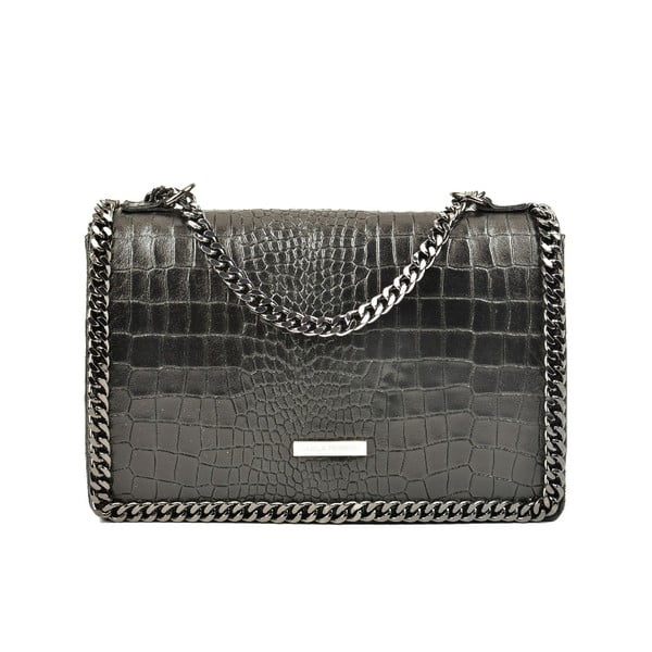Черна кожена чанта Victoria - Carla Ferreri