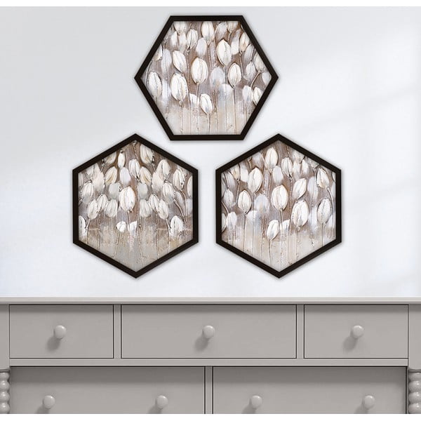 Картини в комплект от 3 бр. 35x35 cm Pentagons - Wallity-image-1