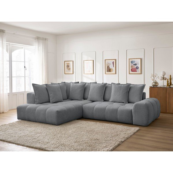 Тъмносив шенилов сгъваем/с място за съхранение ъглов диван (ляв ъгъл/L форма) Everest – Bobochic Paris-image-1