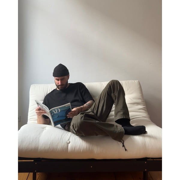 Сиво-бежов ленен разтегателен диван 140 cm Roots Black Night – Karup Design-image-1