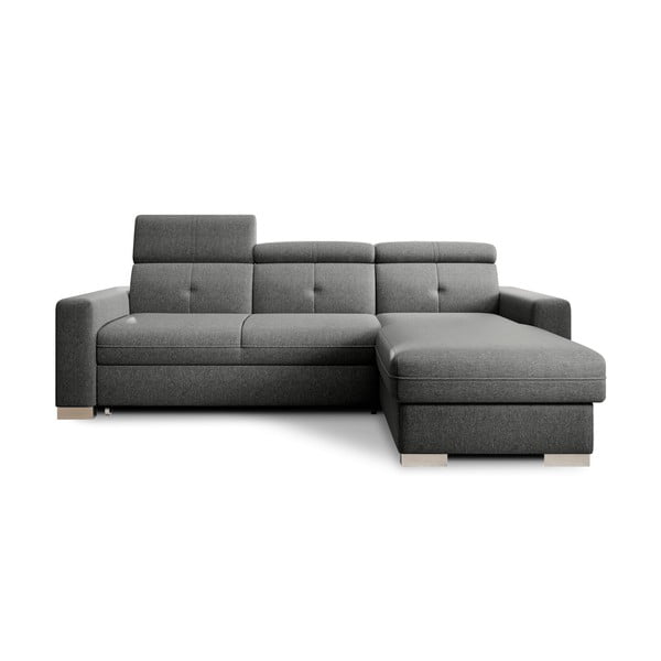 Сив разтегателен ъглов диван с място за съхранение (десен ъгъл) Fresia – ELTAP