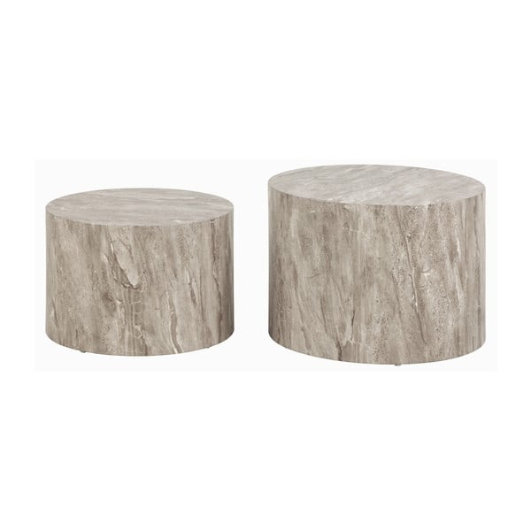 Сиви кръгли масички за кафе в комплект от 2 бр. от камък ø 58 cm Dice – Actona-image-4