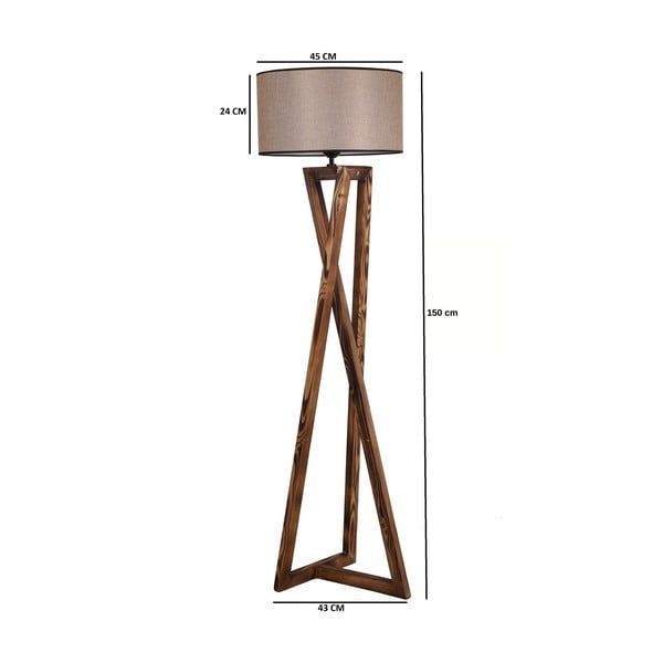 Кафява подова лампа с текстилен абажур (височина 149 cm) Maçka – Opviq lights-image-3