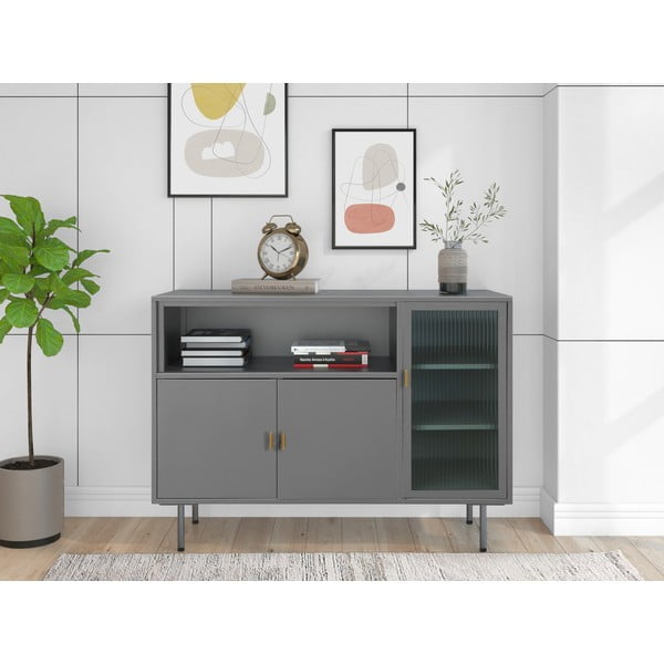 Сива метална витрина 104x80 cm Rosalie – Støraa-image-1