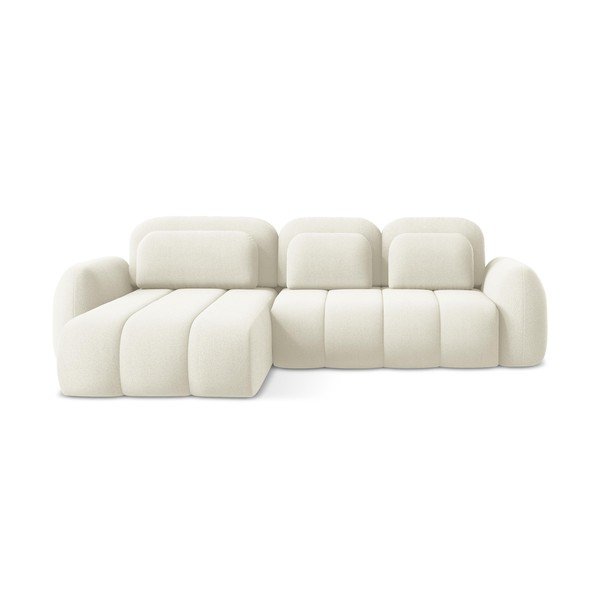 Бежов разтегателен ъглов диван с място за съхранение от букле (ляв ъгъл) Pele – Makamii