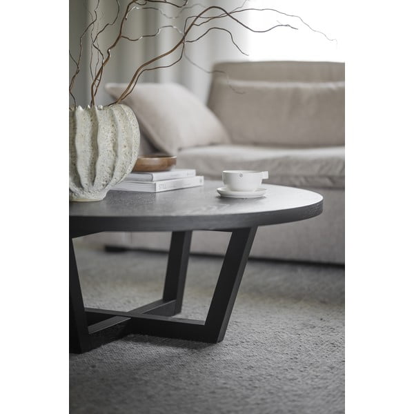 Черна кръгла масичка за кафе от декор от дъб  ø 110 cm Boxford – Rowico-image-3