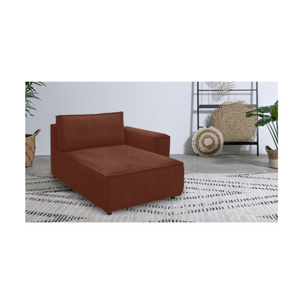 Диван модул от велур в тухлен цвят, десен ъгъл Nihad modular - Bobochic Paris-image-1