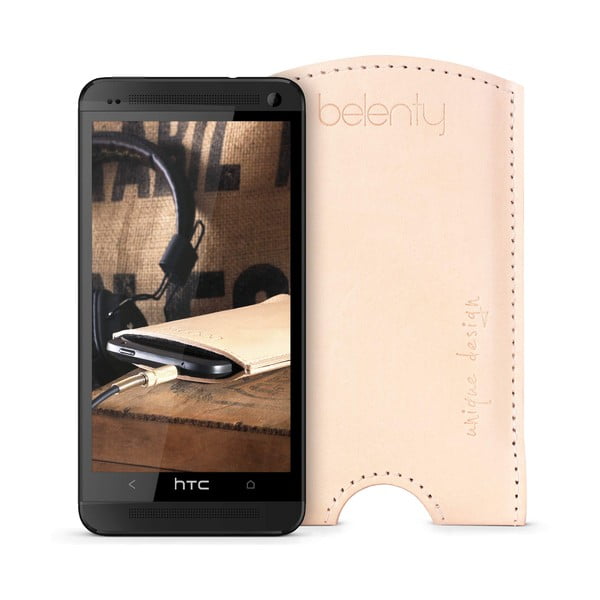 Kožený obal na HTC One M7 Cream